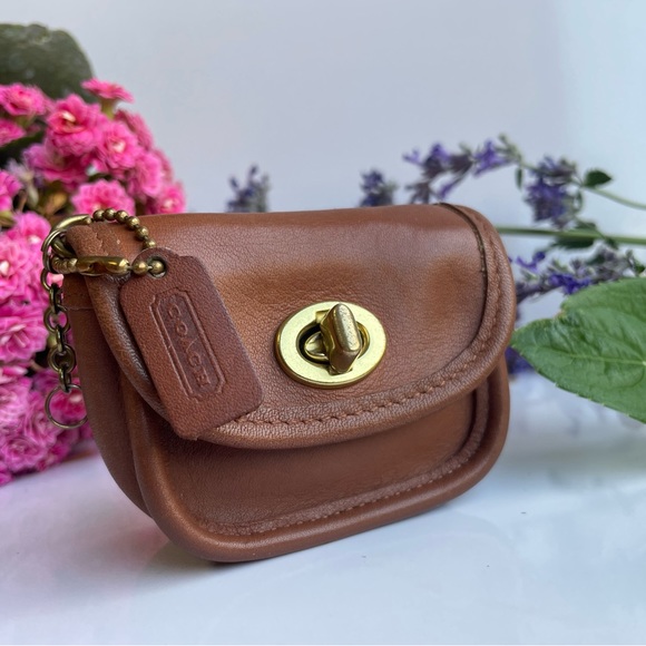 Vintage Coach Mini City Key Fob Coin Purse In British Tan Leather 7105- VGC - Picture 8 of 16
